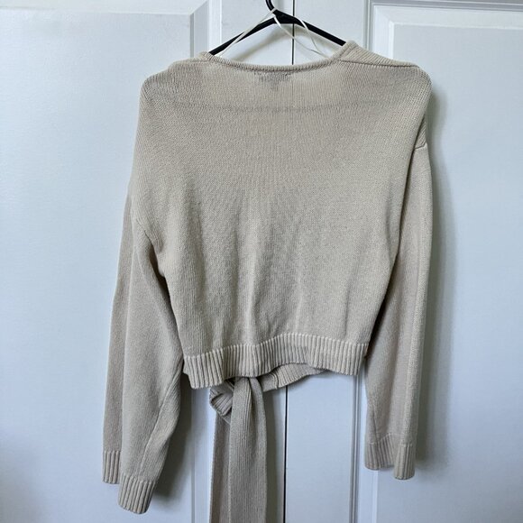 Dynamite Wrap Sweater Womens S Beige Knit Neutral Contemporary Minimalist - Picture 8 of 9